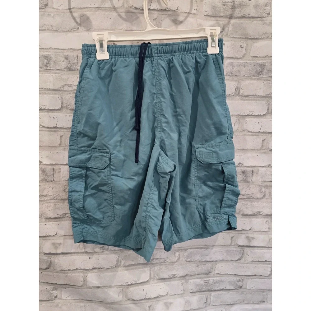 L.L.Bean Men Cargo Lined‎ Mesh Swim Trunks Sz S Teal Swim Shorts Nylon Beach